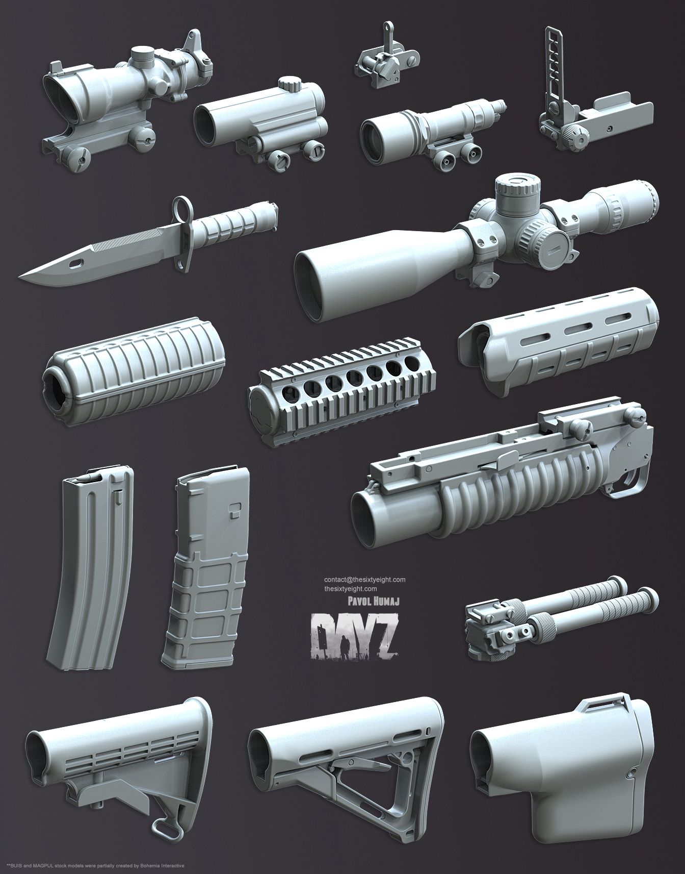 Attachments models created by Pavol Humaj for DayZ